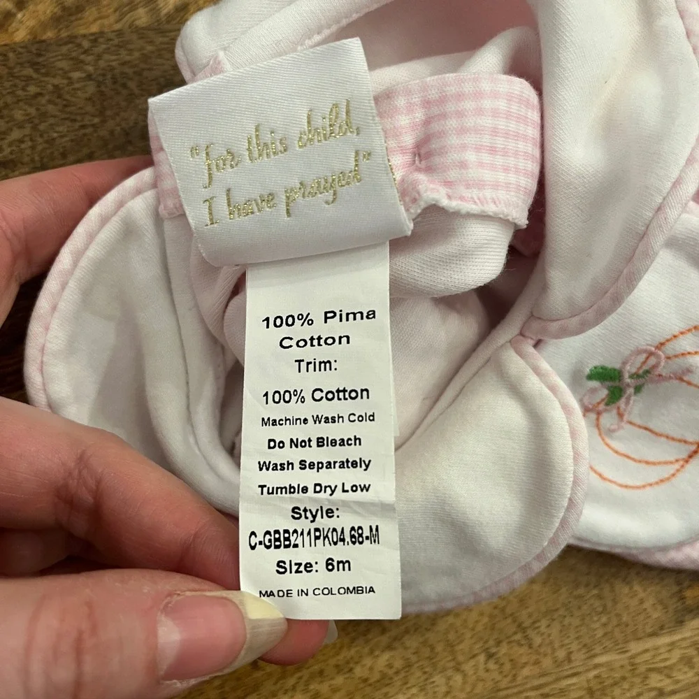 Lullaby Set Bubble‎ Romper Baby Girl 6M Pink Gingham Pumpkin Embroidered Collar